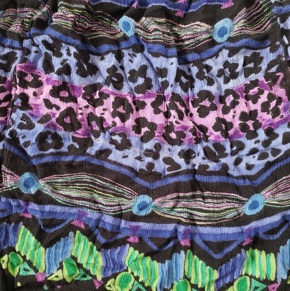 Vintage flowy bohemian jewel tone gypsy broomstick crinkle maxi skirt, OS - Picture 9 of 12